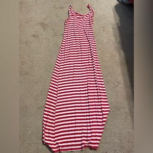 Red white stripped maxi dress